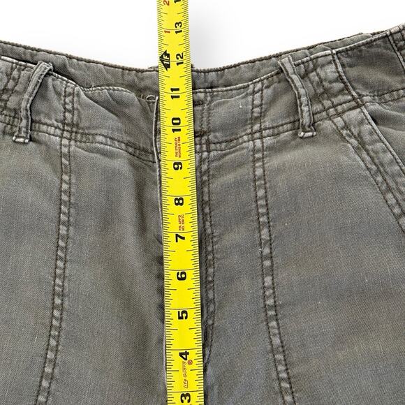 American Eagle Army Green Linen Blend Cargo Pants Womens 4 Distressed Grunge - Picture 14 of 15